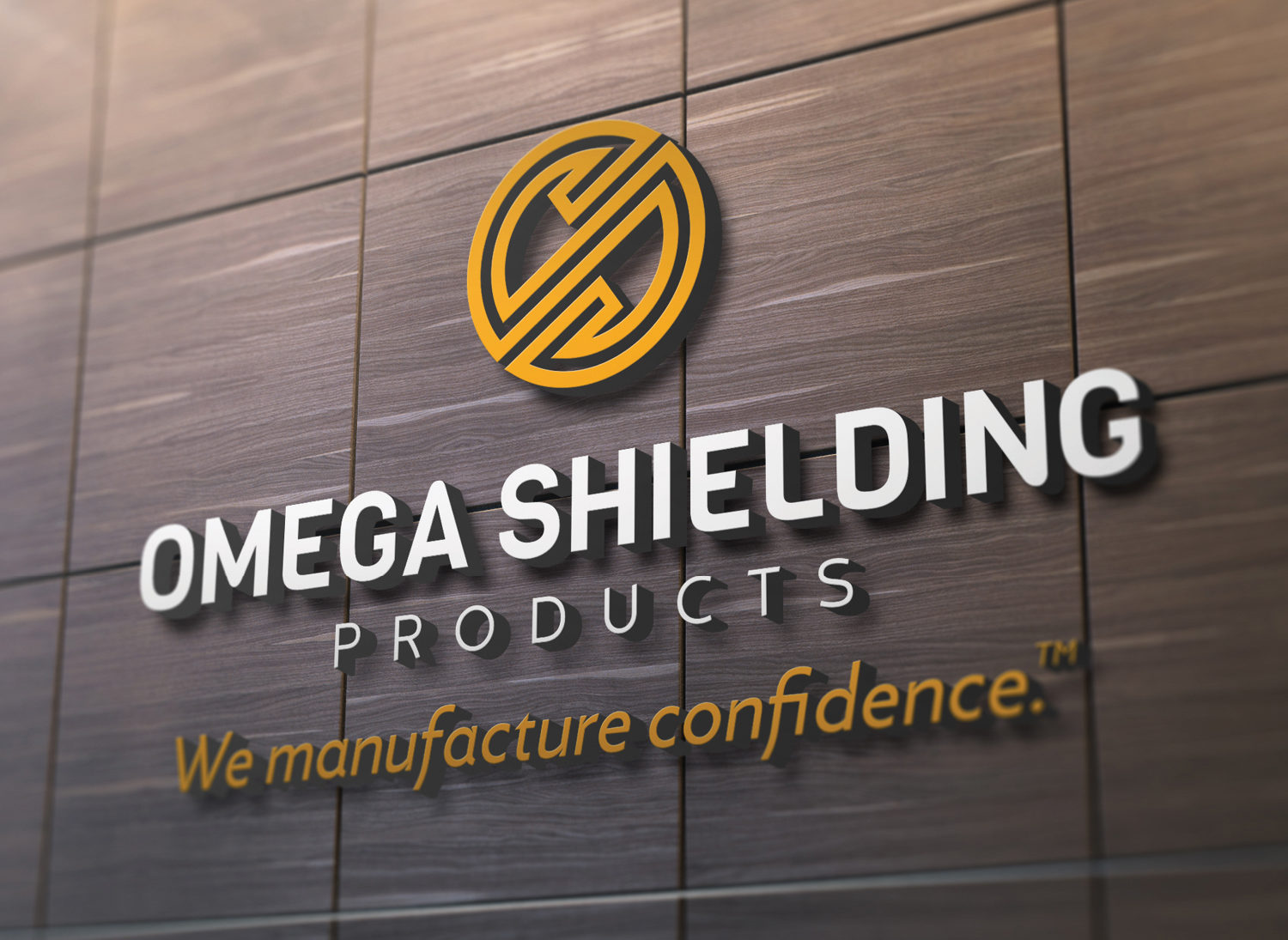 Omega Shielding Logo on Wall