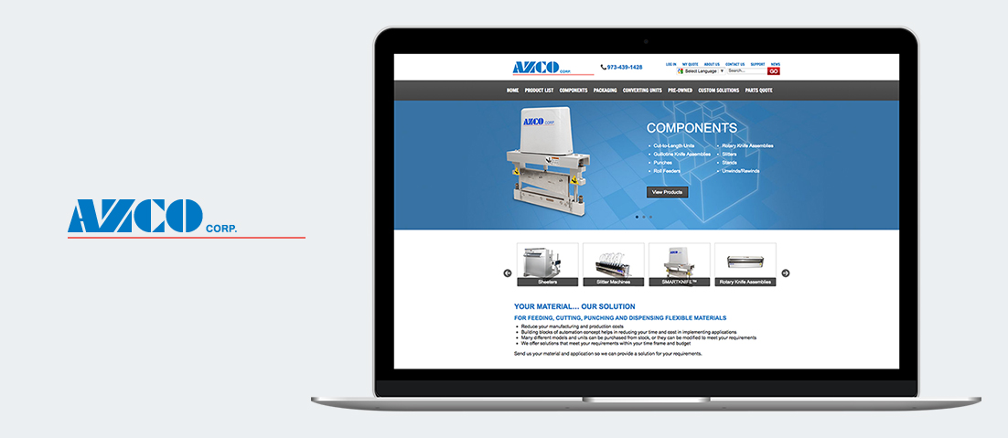 AZCO Corp website on laptop