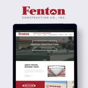 Fenton Construction website on tablet
