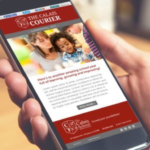 The Calais School site on iPhone