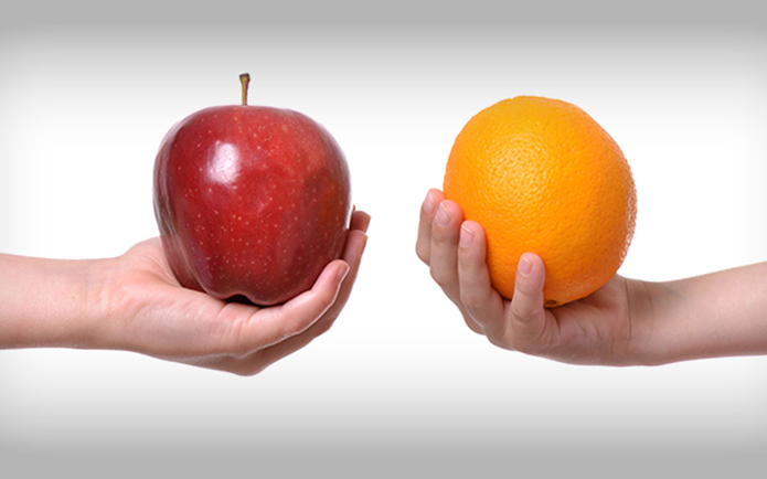 Apple and Orange in Hands