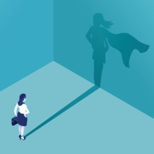 Businesswoman superhero shadow